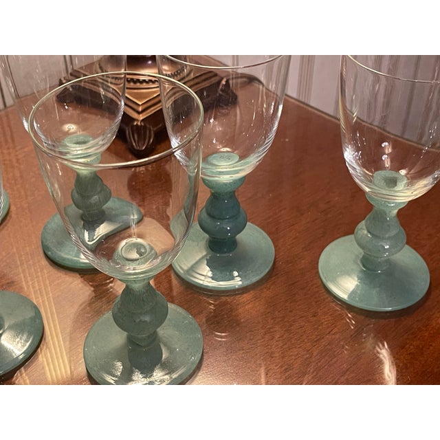 1960s 1960s Rare Set of 8 Villeroy & Boch Isabelle Green Wine Glasses For Sale - Image 5 of 11