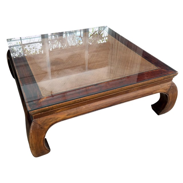 Antique Chinese Ming Style Square Coffee Cocktail Table.