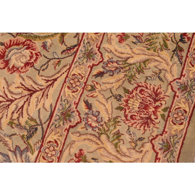 Shabby Chic Shabby Chic Floral 1990's Pak-Persian Green/Red Wool Rug - 6'1'' X 9'5'' For Sale - Image 3 of 9