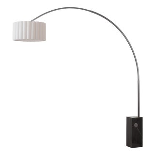Iconic 95" Arc Floor Lamp - Black Nickel, Marble Base, Linen Shade For Sale