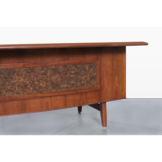 1960s Mid-Century Modern Walnut Executive Desk Attributed to Monteverdi Young For Sale - Image 9 of 12
