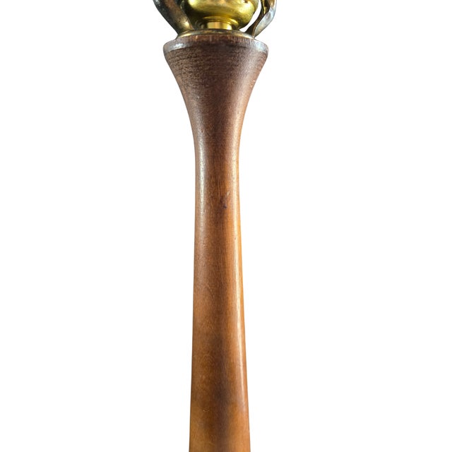 1960s Mid-Century Modern Gourd Table Lamp White Textured Porcelain & Teak, Danish Style MCM For Sale In Phoenix - Image 6 of 16