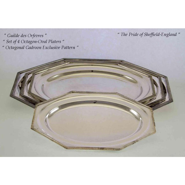 1970’s Vintage/New Silver Octagonal Oval Platter With Gadroon Applied Border For Sale - Image 9 of 12