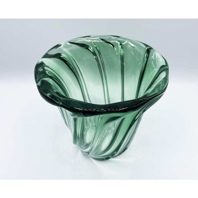 Green Crystal Vase by Val Saint Lambert, 1960s For Sale - Image 6 of 14