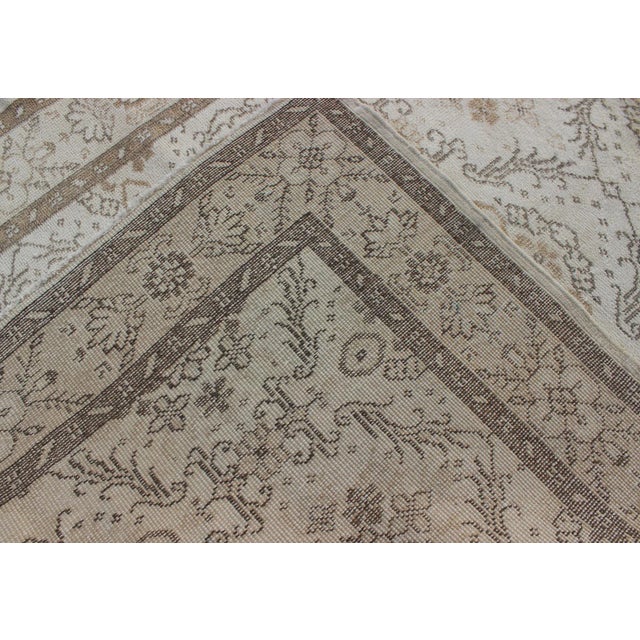 Robin's Egg Blue Vintage Turkish Oushak Carpet With Ivory Ground by Keivan Woven Arts For Sale - Image 8 of 9