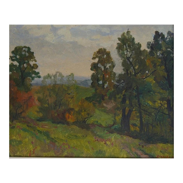 1970s Impressionist Landscape Oil Painting, Ukrainian Art 40-50 For Sale