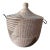 Large Handwoven Lidded Basket Vessel With Black Patterning For Sale