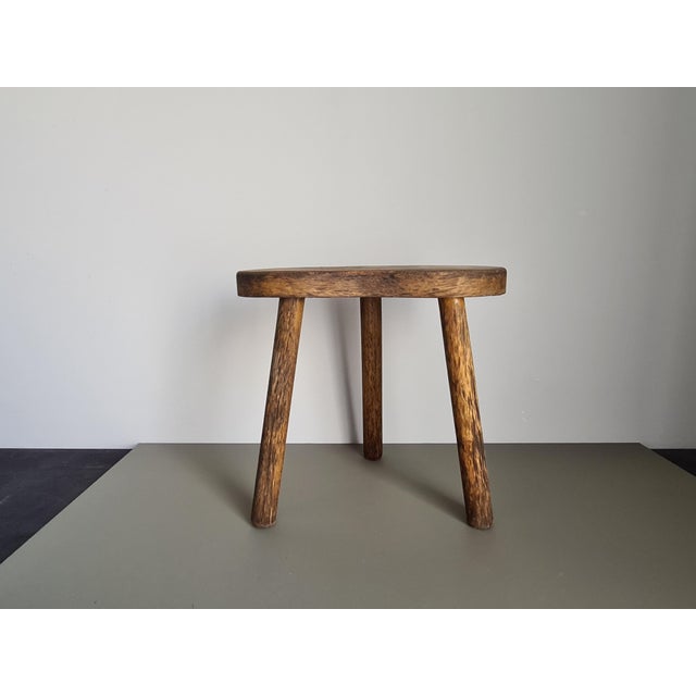 Vintage French Wooden Tripod Stool, 1950 For Sale - Image 11 of 11