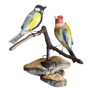 Austrian Folk Art Carved Wood Birds #101, 1930s For Sale