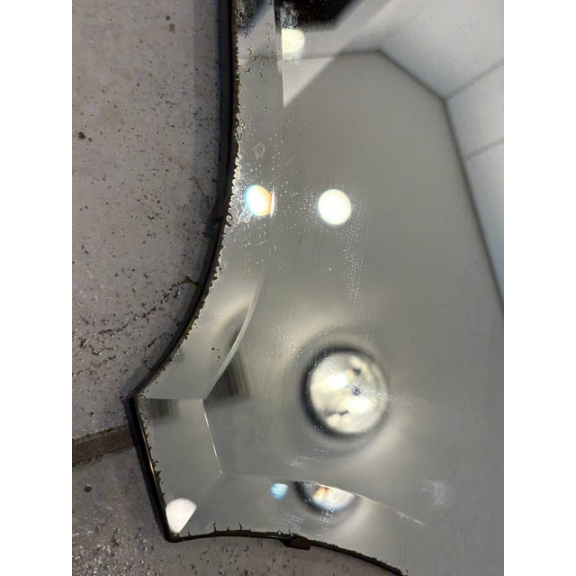 Antiqued Shield Wall Mirror With Carved Scroll Wood Accents For Sale - Image 10 of 15