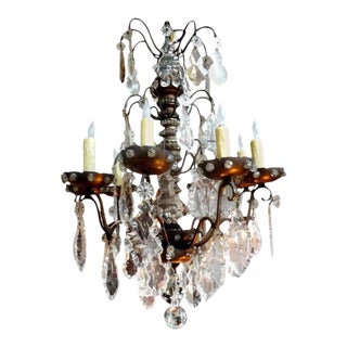 Antique French Maison Baguès Attributed Beaded and Crystal Chandelier For Sale