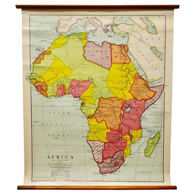 Large University Chart Africa by Bacon, 1920s For Sale