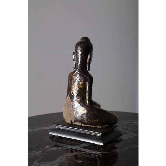 Thai Artist, Dvaravati Meditation Buddha Statue, 1800, Walnut, in Very Good conditions. Designed before 1890