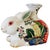 Vintage Hand-Painted Chinoiserie Tobacco Leaf Porcelain Rabbit Candlestick For Sale - Image 4 of 10
