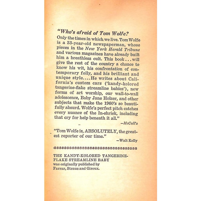 Paper "The Kandy-Kolored Tangerine-Flake Streamline Baby" 1966 Wolfe, Tom For Sale - Image 7 of 7