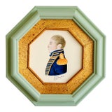 Original Hand-Painted Victorian Portrait Painting, Framed in Hand-Painted Frame For Sale