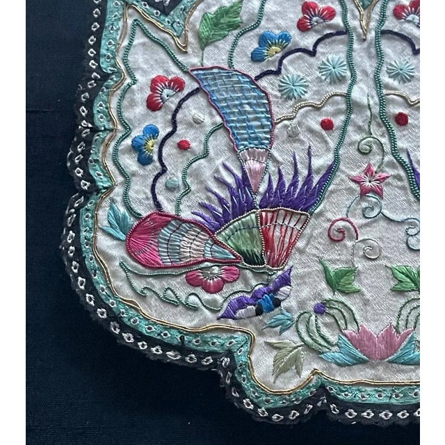 Framed Antique Embroidered Purse Qing Dynasty Provenance For Sale In Atlanta - Image 6 of 10