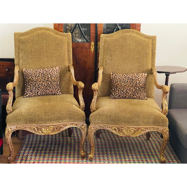 1960s Spec Pair of Large Lounge Berger Chairs With Gold Wash For Sale - Image 12 of 12