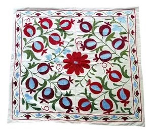 Hand-Embroidered Suzani Tablecloth - 35"x 39"