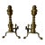 Pair of Vintage American Brass & Metal Andirons With Claw and Ball Feet For Sale