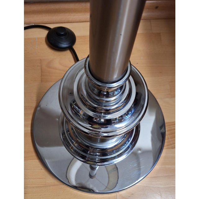 Metal Vintage Floor Lamp with Chrome-Plated Metal Base and Fabric Shade by Lamplove, 1970s For Sale - Image 7 of 10