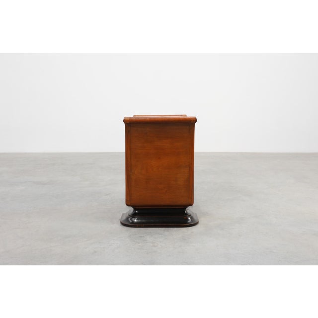 Wood Art Deco Walnut Stool with Velvet Upholstery, Italy, 1920s For Sale - Image 7 of 13