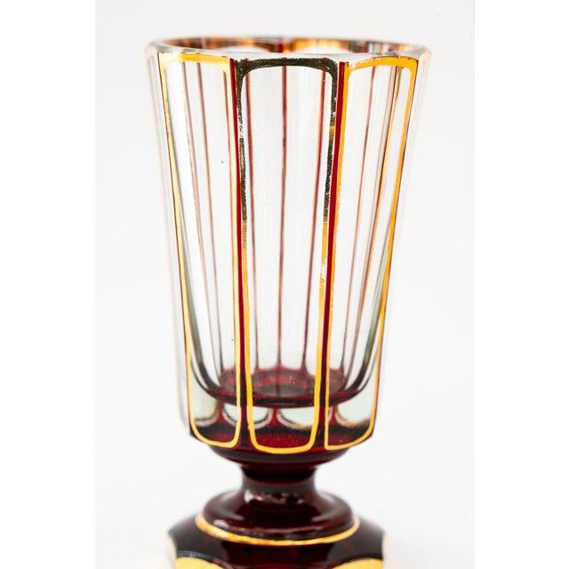 Art Deco Ruby red cut glass ( partly gilted ) around 1920s Original condition