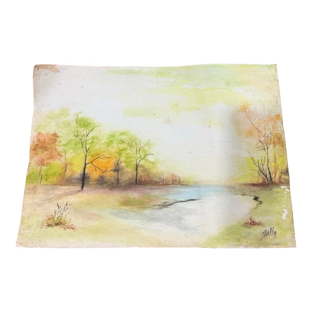 Della Watercolor/ Pastel 1950s Loose Signed For Sale