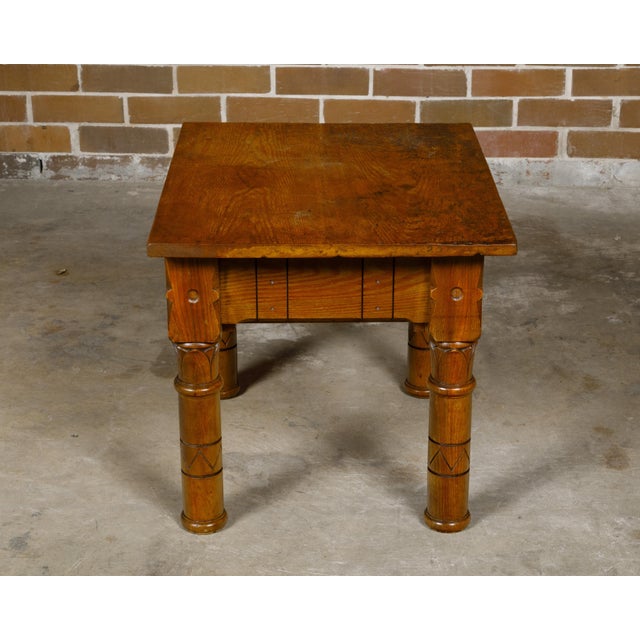 Brown English 1880s Pine Coffee Table with Lotiform Style Legs and Single Drawer For Sale - Image 8 of 12