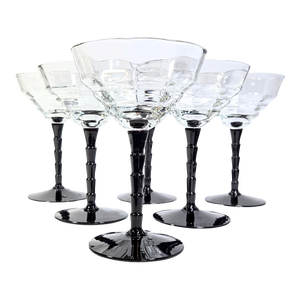 90s Glam Goth Champagne Coupes- Set of Six