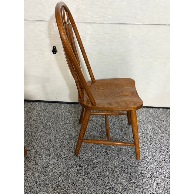 Mid 20th Century Windsor-Style Solid Oak Dining Chairs Medium Oak Finish, Arrow Back-Set of 4 For Sale - Image 4 of 6