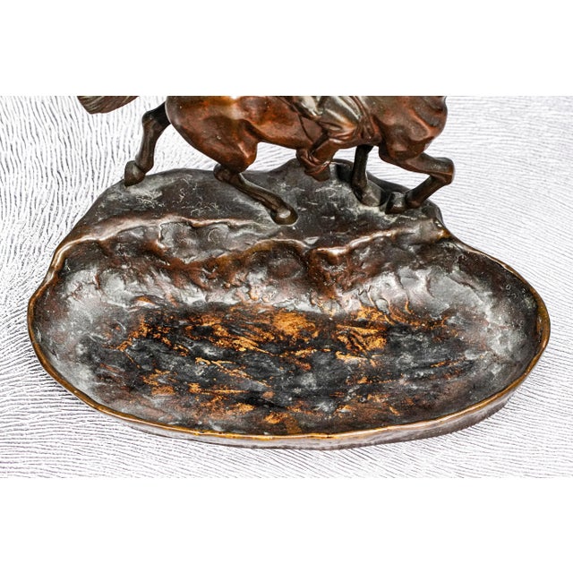 Metal Antique Austrian Bronze Horse Polo Player Statue Sculpture Catchall Equestrian Desk Jewelry Dresser Home Decor For Sale - Image 7 of 17