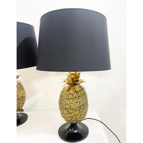 Pair Of Brass Pineapple Table Lamps Up to 250V (Europe/UK Standard).The wiring of this item may be original and might need...
