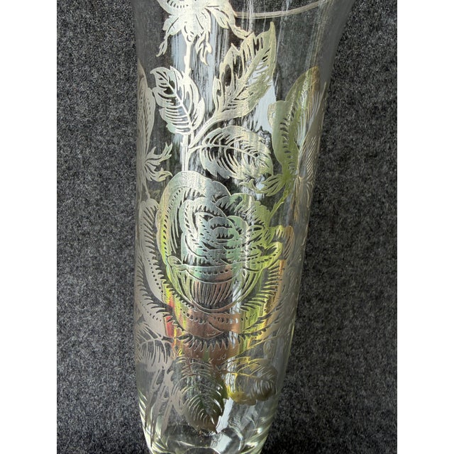 Early 20th Century Vintage Sterling Silver Floral Overlay Vase For Sale - Image 5 of 12