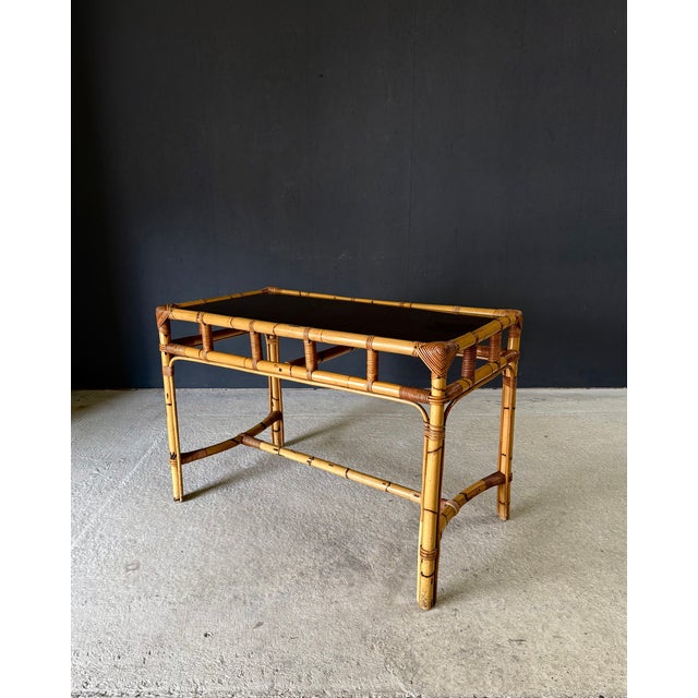 Vintage Boho Style Design Bamboo Console Side Table. Made in Italy, 1960's period. Italian or french Riviera style design...