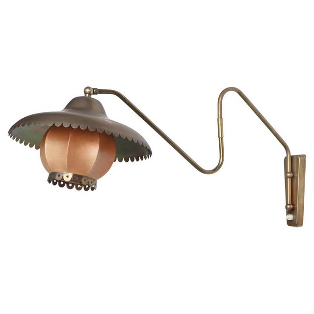 Adjustable Brass Swing Lamp attributed to Bent Karlby for Lyfa, Denmark, 1940s For Sale - Image 16 of 16