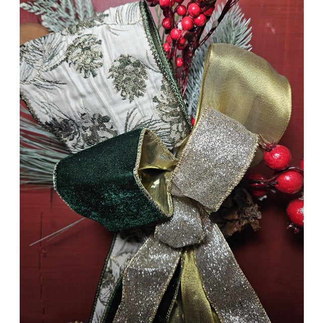 Brown Handcrafted Oak Slice Wreath - 16" Rustic Elegance For Sale - Image 8 of 14