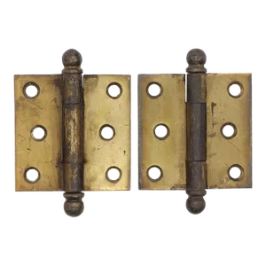 Pair of Vintage Ball Top 2.5 X 2.5 Steel Butt Cabinet Hinges