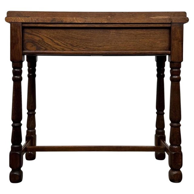 Brown Antique Early 20th Century English Edwardian Oak Side Table For Sale - Image 8 of 12