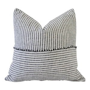 Organic Linen Accent Pillows in Black and White Ticking Stripe
