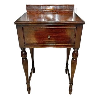 Antique Mahogany Inlaid Writing Desk W/ Glass Top - Excellent Condition For Sale