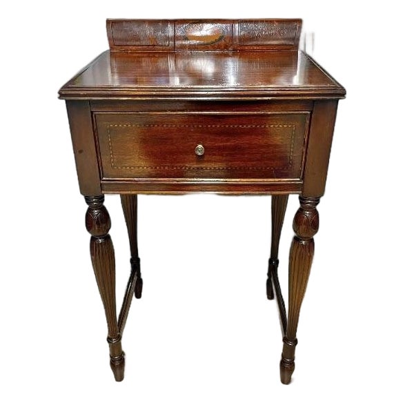 Antique Mahogany Inlaid Writing Desk W/ Glass Top - Excellent Condition For Sale