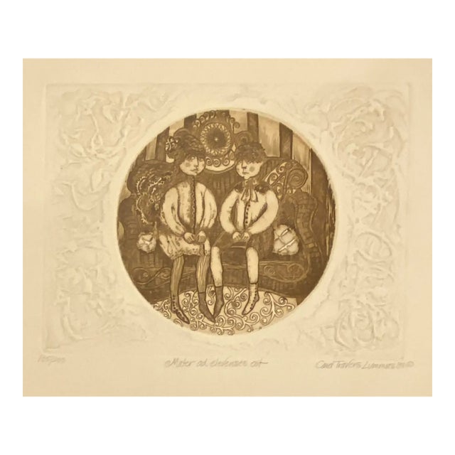 1981 Carol Lummus Figural Embossed Etching For Sale