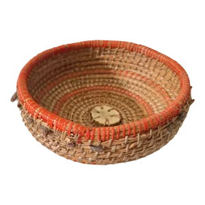 Handwoven Pine Needle and Antler Folk Art Basket