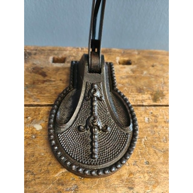 Bank Lamp with Cast Iron Base and Enameled Metal Shade, 1920s For Sale - Image 3 of 14