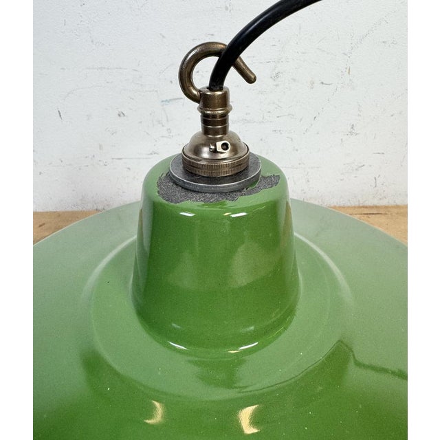 Industrial Green Enamel Factory Pendant Lamp, 1960s For Sale - Image 12 of 17
