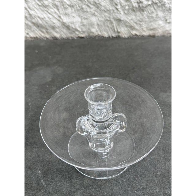 Art Deco Stueben Glass Crystal No. 7208 Candlestick James McNaughton 1938 Art Deco For Sale - Image 3 of 4