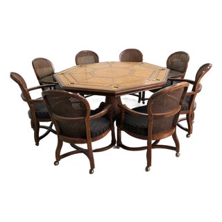 Maitland-Smith Poker Table With 8 Century Furniture Chairs For Sale