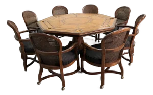 Maitland-Smith Poker Table With 8 Century Furniture Chairs