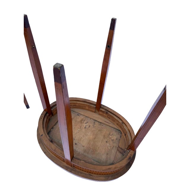 Brown Oval Inlaid Side Table attributed to Bruno Paul, Germany, 1910-1920 For Sale - Image 8 of 11